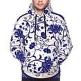 thumbnail image 4 of KLL Blue And White Porcelain Pattern Print Mens Hoodie Long Sleeve Casual Pullover Hooded Sweatshirt Fashion Drawstring Hoodies with Pocket-3X-Large, 4 of 6