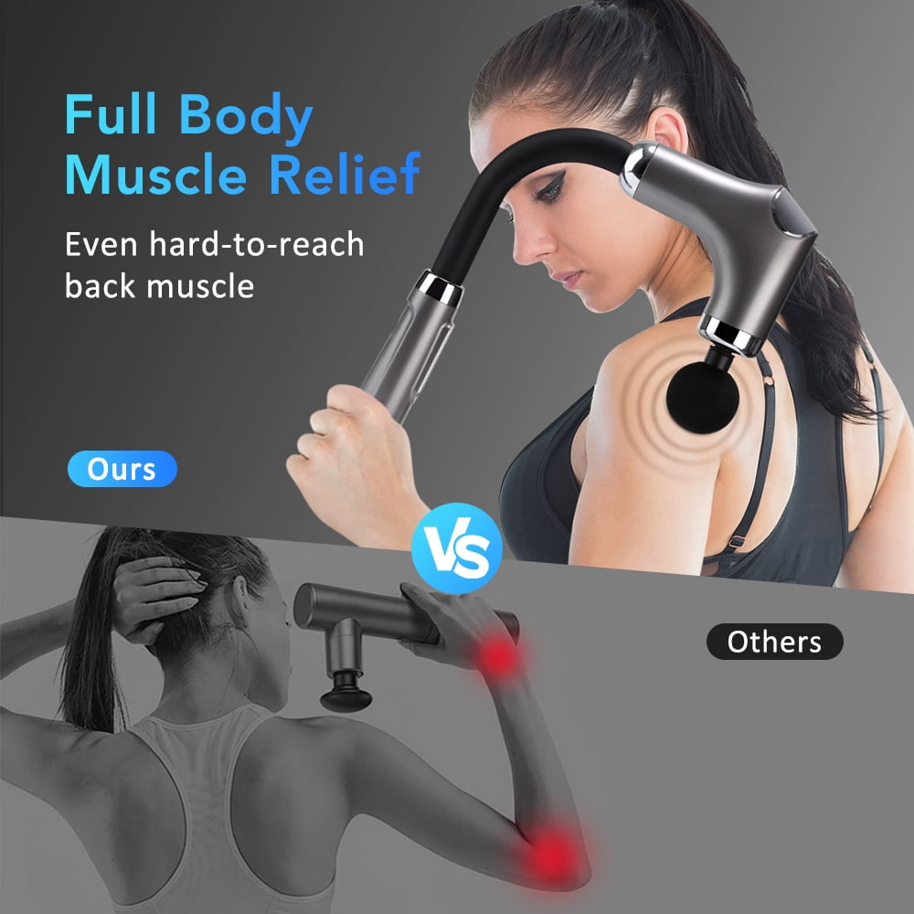 Flaremore Massage Gun,Mini Massage Gun,Deep Tissue Back Massage for Athletes,Percussion Massager with 4 Massages Heads & Silent Brushless Motor,Mothers Day Gifts for Mom,Handheld Messager Silver Gray