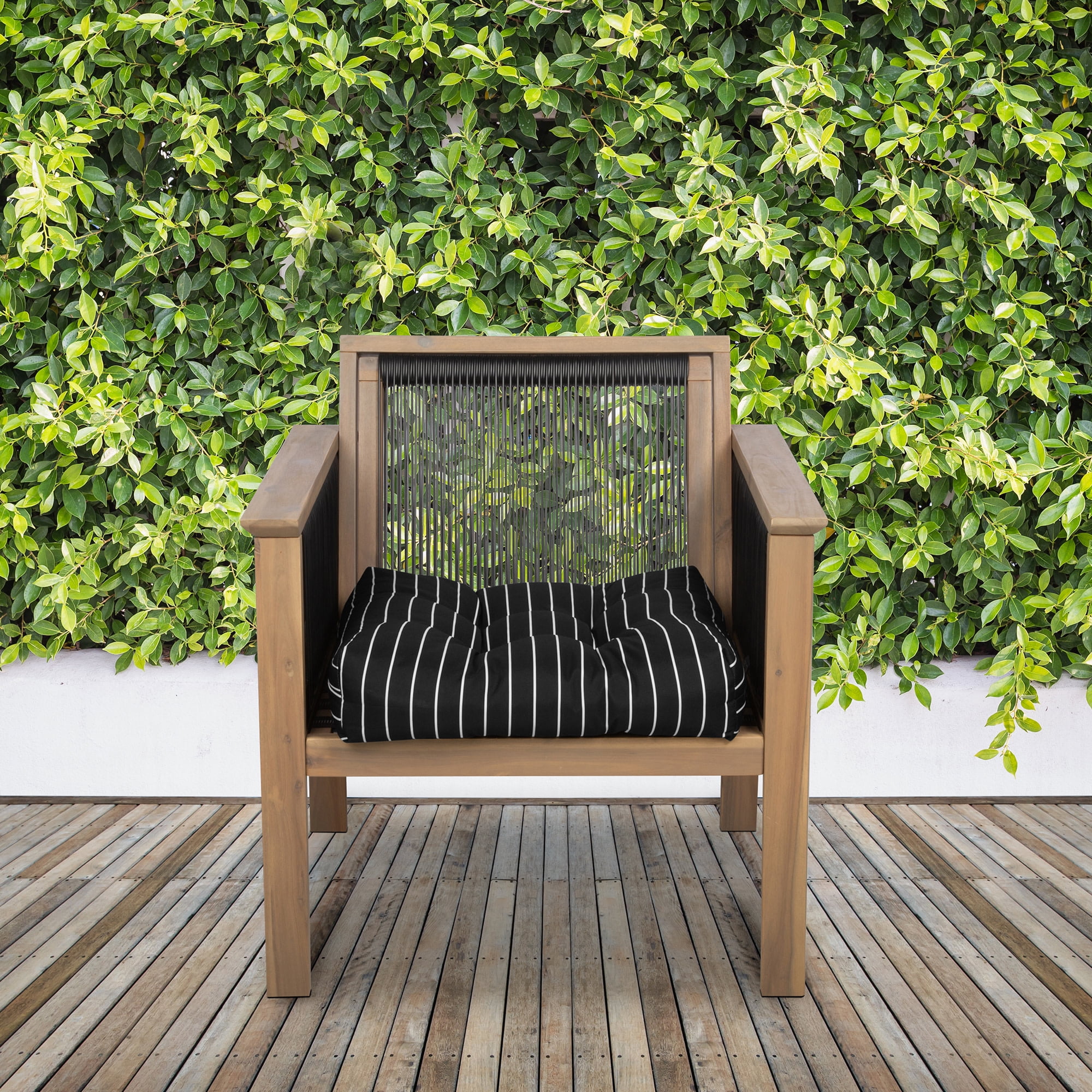 Classic Accessories Patio Seat Cushion, 2 Pack, Black Ink, Stripe, 19"W