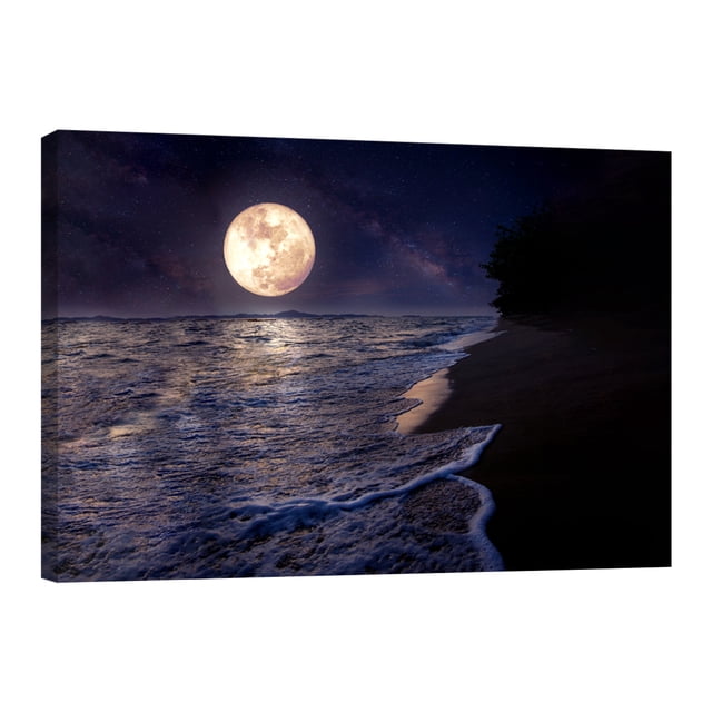 Cuadro Decorativo Playa Mar Luna Llena Canvas Revolution 90 x 60 cm