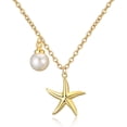 thumbnail image 1 of Collar con colgante para mujer, pequeño colgante de cubo hueco con forma de estrella de mar y corazón chapado en oro de 14 quilates, cadena ajustable para niñas y mujeres, regalos de joyería, 1 of 1