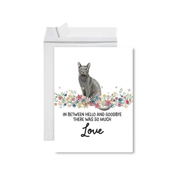 Koyal Wholesale Jumbo Pet Sympathy Card with Envelope, Russian Blue Cat, Cat Grief Bereavement Card 8.5" x 11", 1-Pk