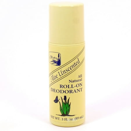 Alvera All Natural Roll-On Deodorant, Aloe Unscented, 3 oz, Pack of 3