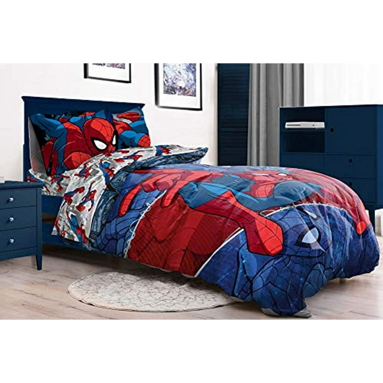 Marvel Team Spidey Full Kids Bed Set, 100% Microfiber, Blue