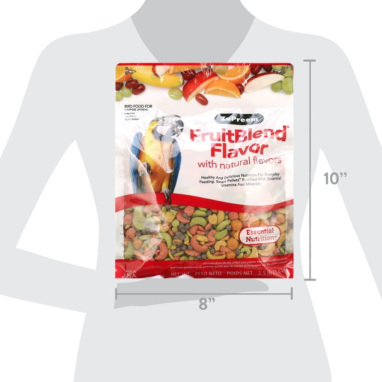 ZuPreem FruitBlend with Fruit Flavors, Large Breed Bird Food, 3.5