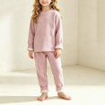 thumbnail image 2 of ITSAME Girls Outfit 2-Piece Fleece-Lined Crewneck Long Sleeve Pullover and Pants Warm Sleepwear Set Size 5T, 2 of 7