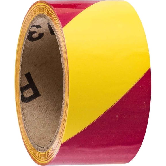 WOD Magenta/Yellow Heavy-Duty Laminated Hazard Striped Safety Warning Tape Shiny Surface - For Factories, Warehouses, Workshops, Public Areas Lane Marking: 4 in. X 18 yds. (Pack of 6)