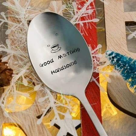 

Wozhidaoke Dinnerware Sets Tableware Engraved Spoon Best Present for Husband Madam Family And Friends Tableware Printing Stainless Steel Spoon Wooden Spoons for Cooking Pooper Scooper G 19*3*2 G