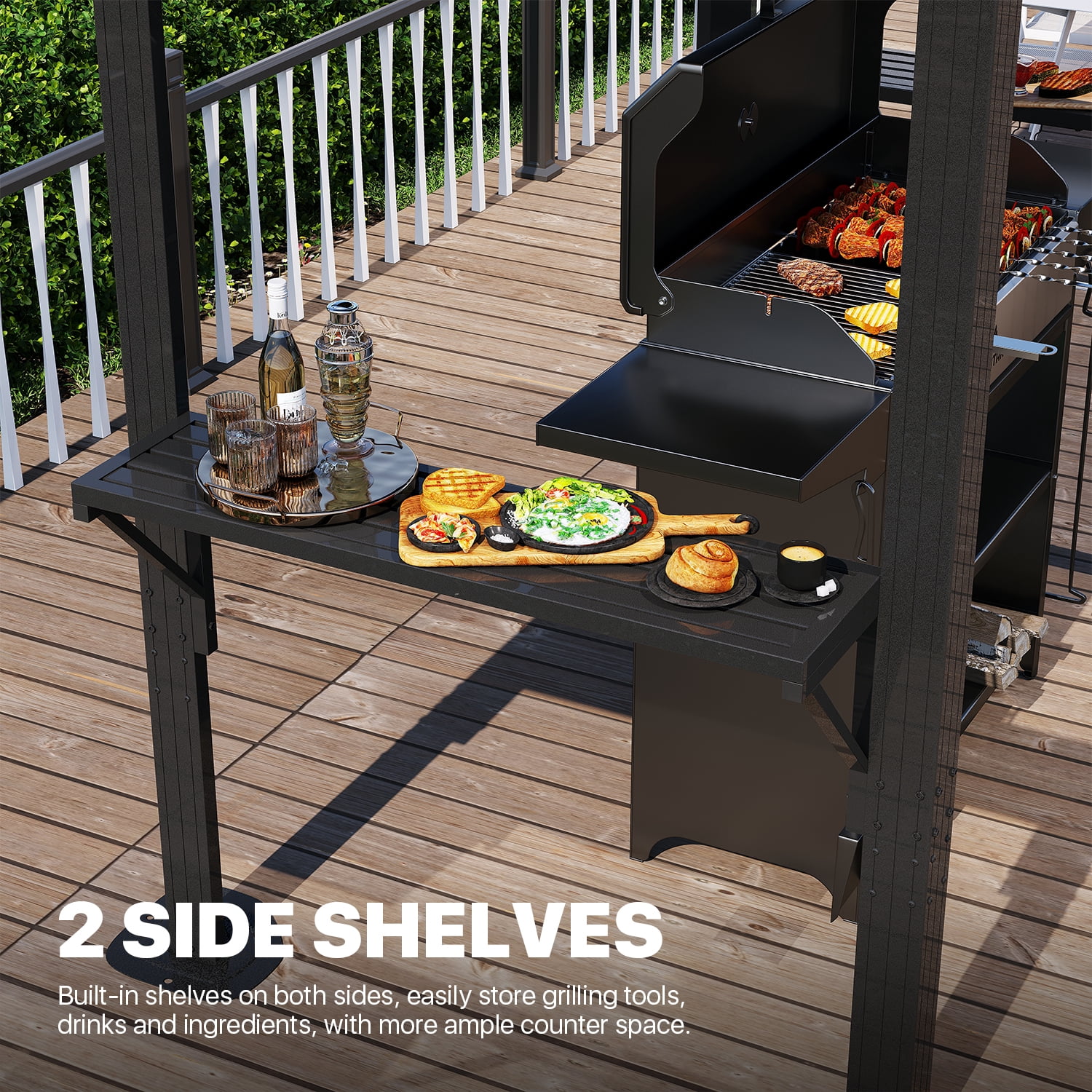 BaPiPro 8x5ft Hardtop Grill Gazebo, Heavy Duty Metal Hardtop Outdoor BBQ Shelter with Galvanized Steel Roof, Patio Gazebo for Barbecue & Cooking