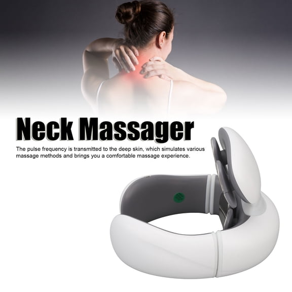 Smart Neck Massager USB Rechargeable With Heat Compression 6 Massage Plates 5 Modes 12 Strengths Deep Tissue Kneading For Neck Shoulder Pain Relief Gift For Office Workers Home Users