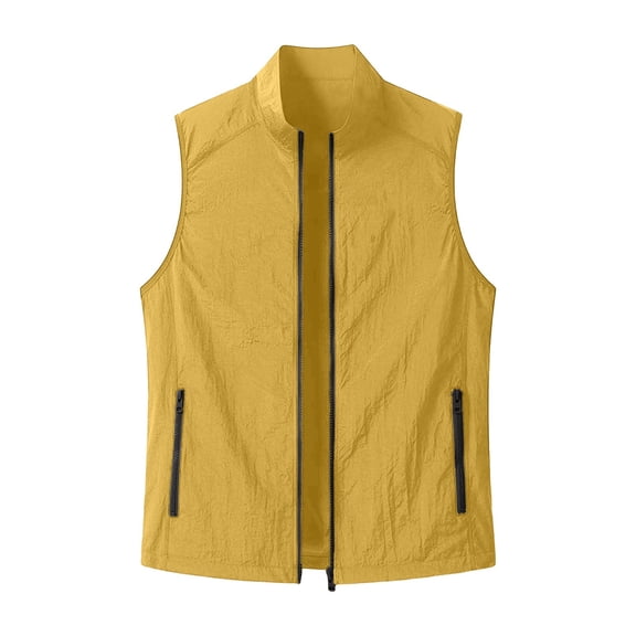 SHTXOZHI Mens Outerwear Vests Plus Size Sleeveless Lightweight Jackets Casual Outdoor Summer Tops with Zipped Pockets