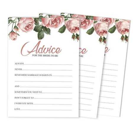 Inkdotpot FloralAdvice And Wishes Set Of 50 Bridal Shower Advice Game ActivityCards