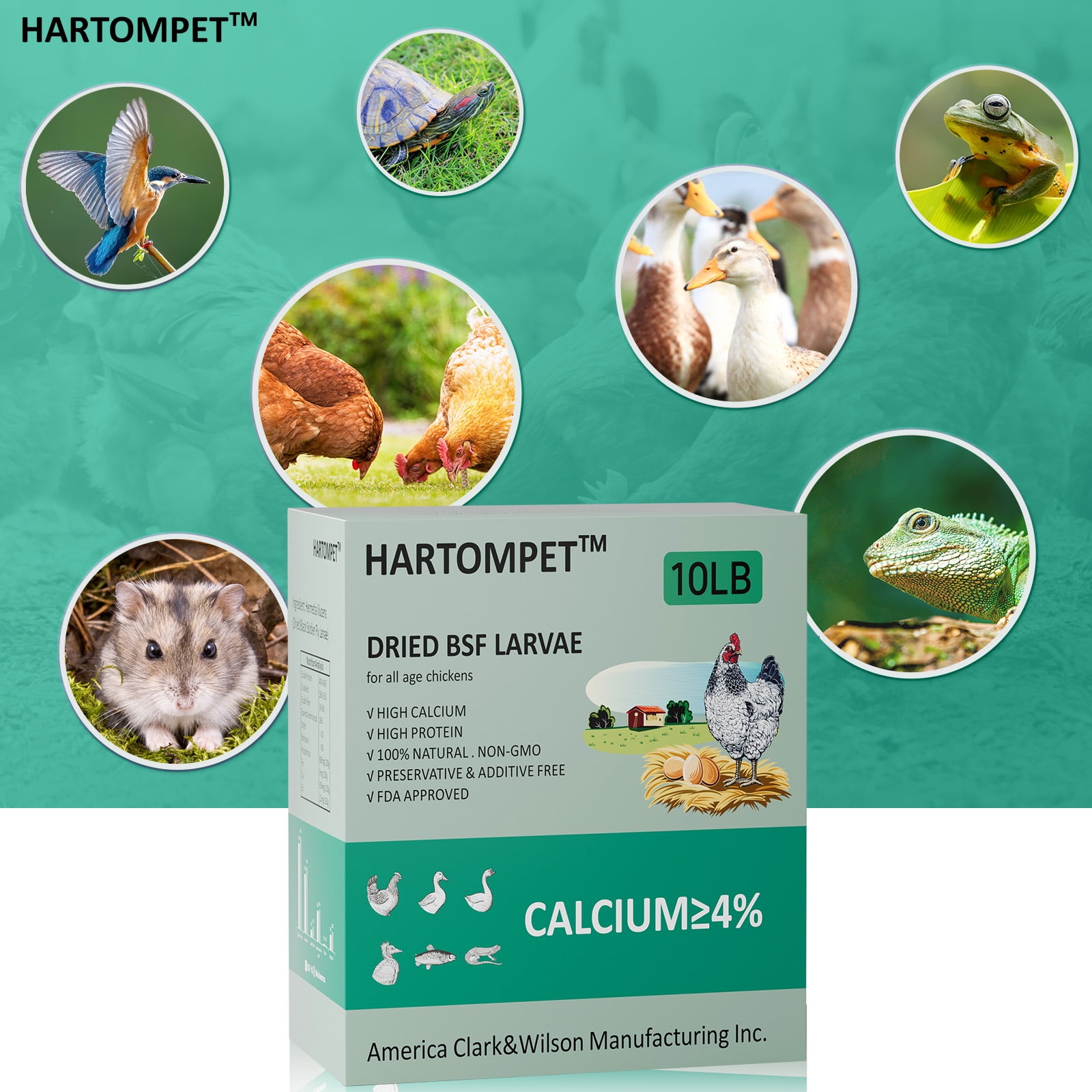 HARTOMPET 10LB Premium Dried Black Soldier Fly Larvae for Chickens, Molting & Laying Hens Supplement