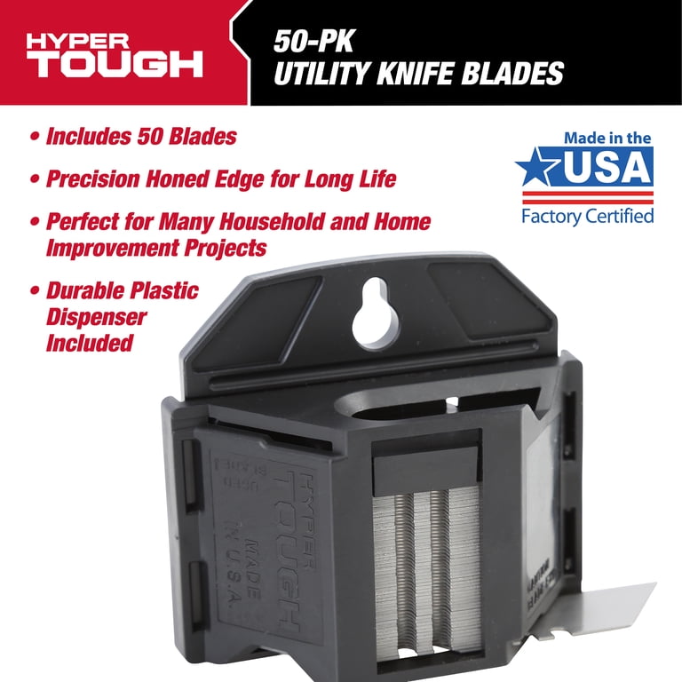 Hyper Tough 50 Pack Utility Knife Blades with Dispenser - Walmart.com