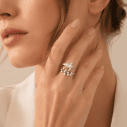 Adjustable CZ Star Ring for Women, Silver Tone Copper Open Band Ring
