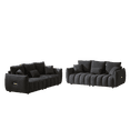 thumbnail image 2 of 3 Seater + 3 Seater Combo Sofa Modern Living Room Sofa, Teddy Sofa, Wooden Frame, 6 Cushions, Apartment Sofa Furniture (Black), 2 of 11