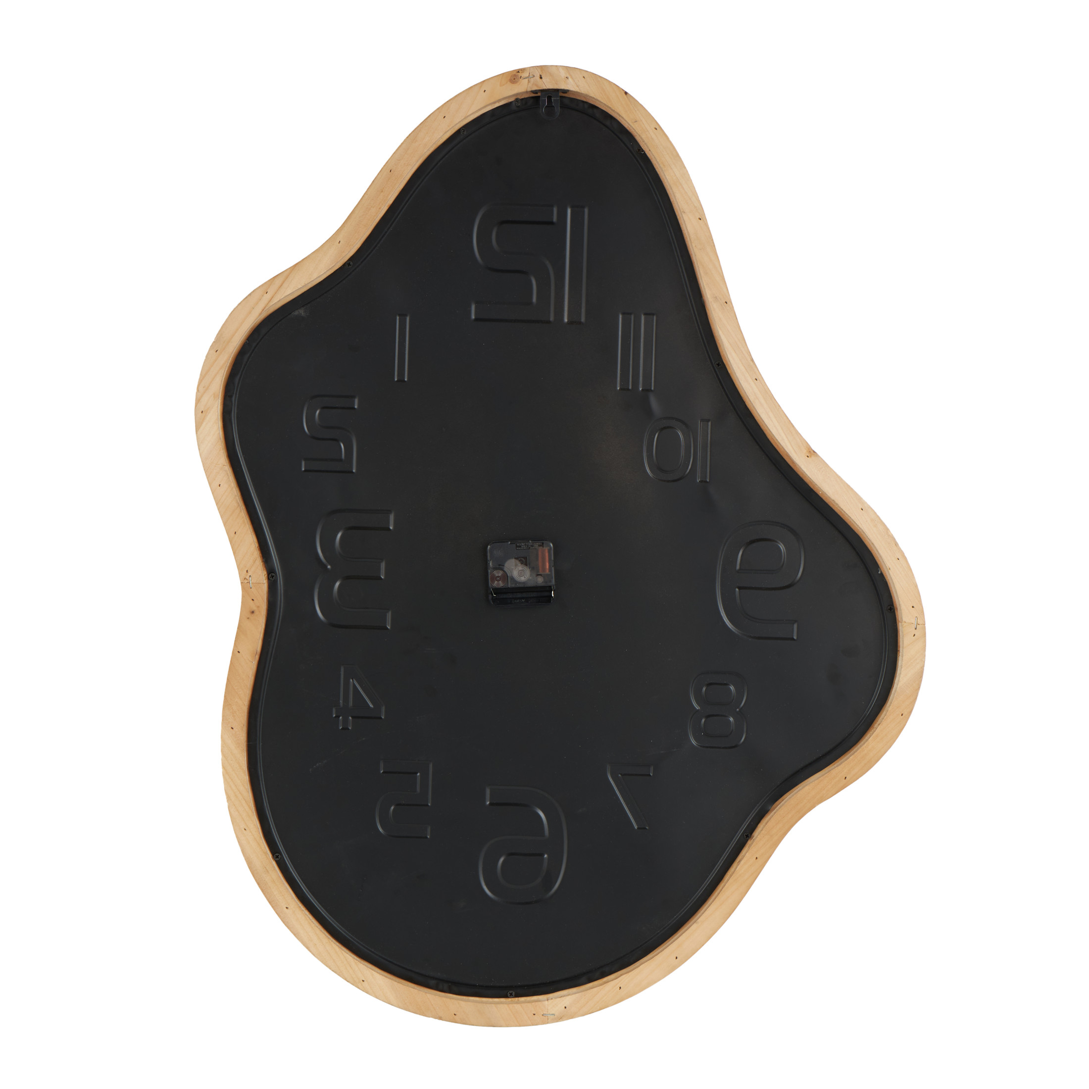 DecMode 25" x 32" Black Metal Wavy Wall Clock with Brown Frame and White Accents