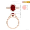 thumbnail image 5 of ANGARA Lab Grown 2 Ct Oval Ruby Reverse Tapered Shank Halo Engagement Ring for Women in 14K Rose Gold (Size-9x7mm) | July Birthstone, Anniversary, Jewelry Gift for Women | Lab-Grown Ruby Ring, 5 of 7