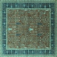 thumbnail image 1 of Ahgly Company Indoor Square Oriental Turquoise Blue Industrial Area Rugs, 7' Square, 1 of 4