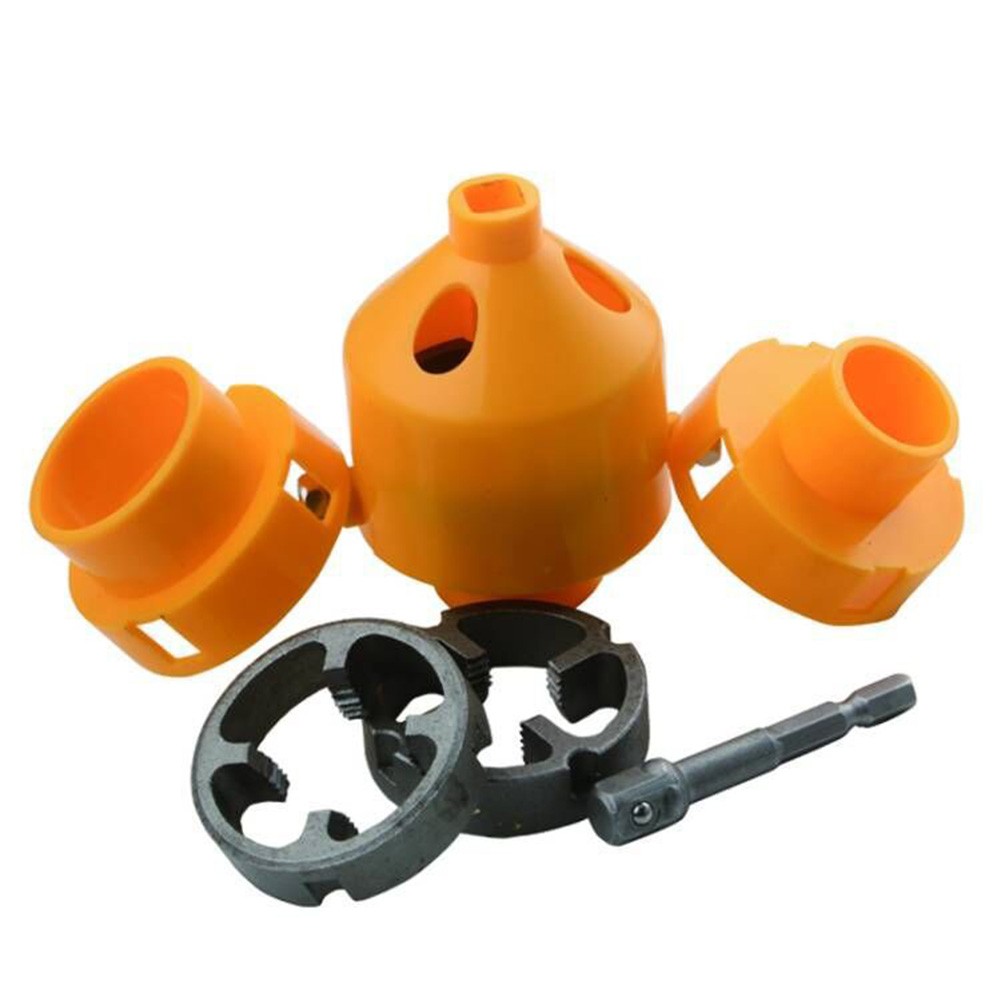 PVC Pipe Threader Kit With 1/2Inch 3/4 Inch 1Inch Dies Pipe Threader Pipe Round Die Manual Plumbing Repair Tool For Threading