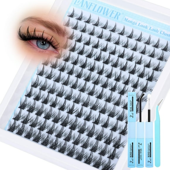 Kit de extensión de pestañas Lanflower Manga Lash Clusters 10-16 mm