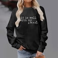 thumbnail image 2 of Crew Neck Pullover Zip up Sweatshirt Women No Hood Plus Size Women's Hoodless Sweatshirt Fall Winter Stylish Crewneck Top with Letter Print for Everyday Wear Casual Matching with Jeans for Comfort, 2 of 4
