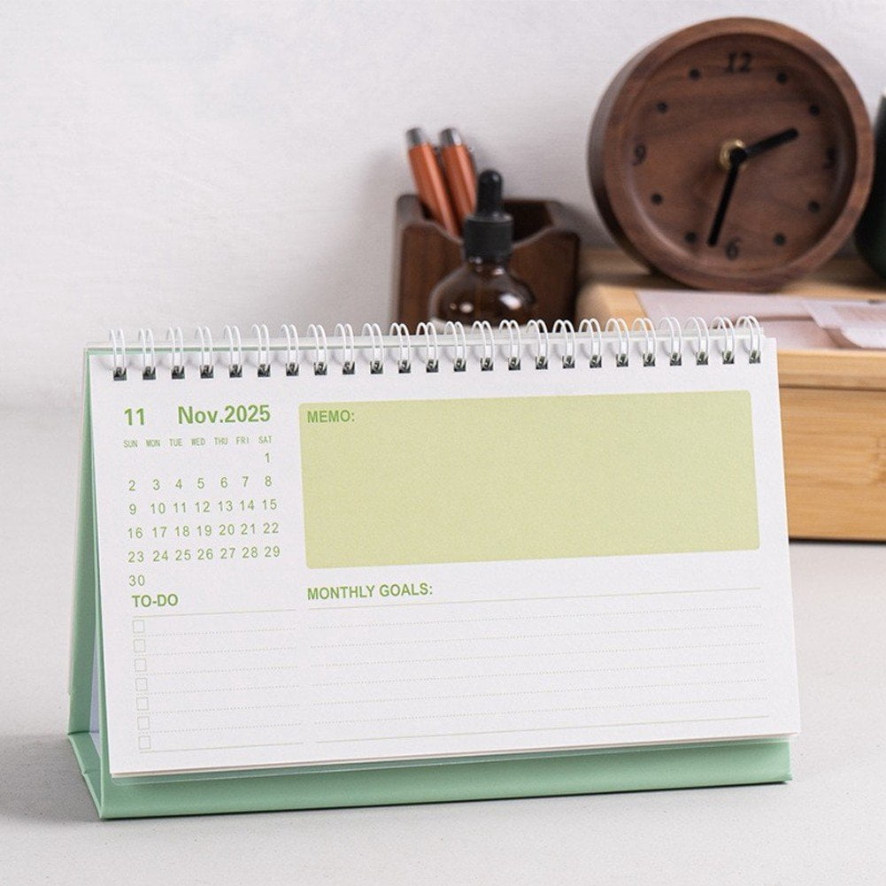 Slccxzc 4pcs 2026 Desktop Calendar Freestanding Flip Month to View Spiral Bound Calender for Home Business Office
