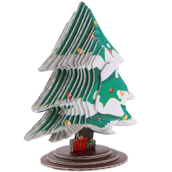 HONMEET 1 Set Handmade 3D Paper Christmas Tree Puzzle Model Craft Decoration Kit for Holiday Home Decor