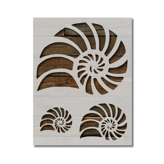 Nautilus Beach Seashell Stencil Templates Reusable 8.5 x 11 for Painting on Walls, Wood, Etc. By Stencilville
