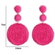 thumbnail image 2 of Pendientes de bola de mujer Boho Raffia, pendientes colgantes redondos de rafia individuales - joyería de resort de playa de verano, 2 of 5