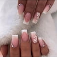 thumbnail image 1 of 24 piezas de uñas postizas decoradas cuadradas medianas cortas realistas con pegamento Deng Xun unisex, 1 of 2