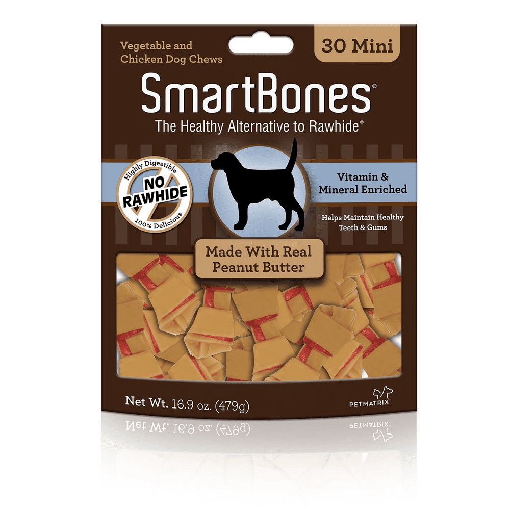 Smartbones Peanut Butter Mini Bones for Dogs, 30 Pk