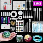 Veballensty 83 Pieces Resin Jewelry Molds,DIY Jewelry Molds for Resin Casting, Resin Silicone Molds kit with Bracelet Molds, Pendant Molds, Ring Molds for UV Resin, Epoxy Resin
