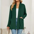 thumbnail image 7 of WTOBBY Women's Lightweight Cardigan Sweater Open Front Long Sleeve Thin Knit Jacket Casual Loose Fit Cover Up with Pockets Breathable Layer for Spring Fall,Green L, 7 of 7