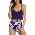 thumbnail image 1 of Womens Two Piece Swimsuits Smocked Ruffled High Waisted Bikini Set Bathing Suit Floral Print, 1 of 8