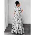 thumbnail image 2 of Black And White Plus Size Short Sleeve Floral Wrap Maxi Dress, Elegant Romantic Summer Gown, 2 of 7