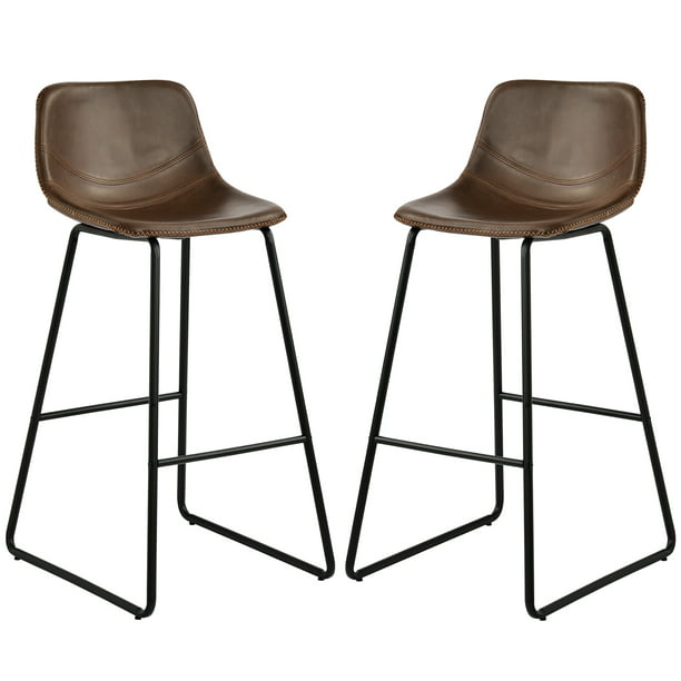 Armless Bar Stool Dining Chair Set, Quality Leather Bar Stools