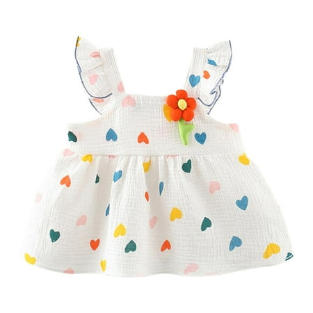 

Little Girl Dress Toddler Girls Fly Sleeve Prints Ruffles Princess Dance Party Dresses Clothes Summer Cool
