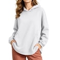 thumbnail image 3 of Hoodies for Women Zaewscy Women's /Winter Casual Solid-Color Long-Sleeve Hooded Sweatshirt With Pockets White XXL, 3 of 9