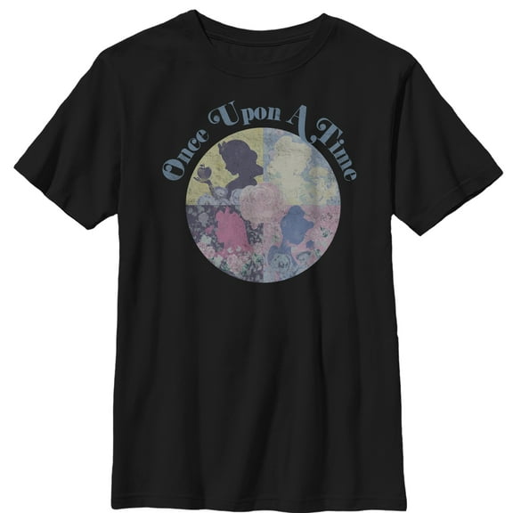 Boy's Disney Princesses Once Upon a Time Profile  Graphic Tee Black Medium