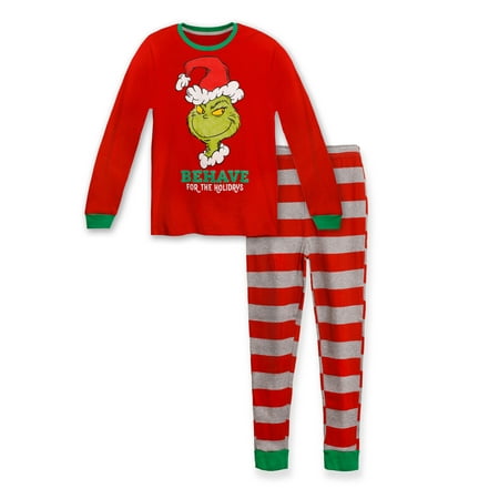 Dr Seuss Baby Clothes - Dr Seuss Kid, You'll Move Mountains Boys Cotton Pajama Set, Grinch, Size: 10