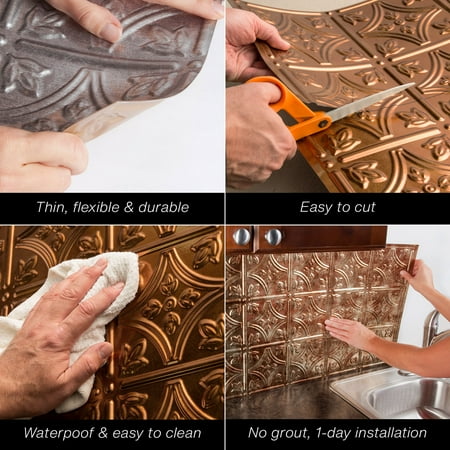 FASÄDE Traditional Style 1 Decorative Vinyl Backsplash 15 sq ft Kit in Antique Bronze