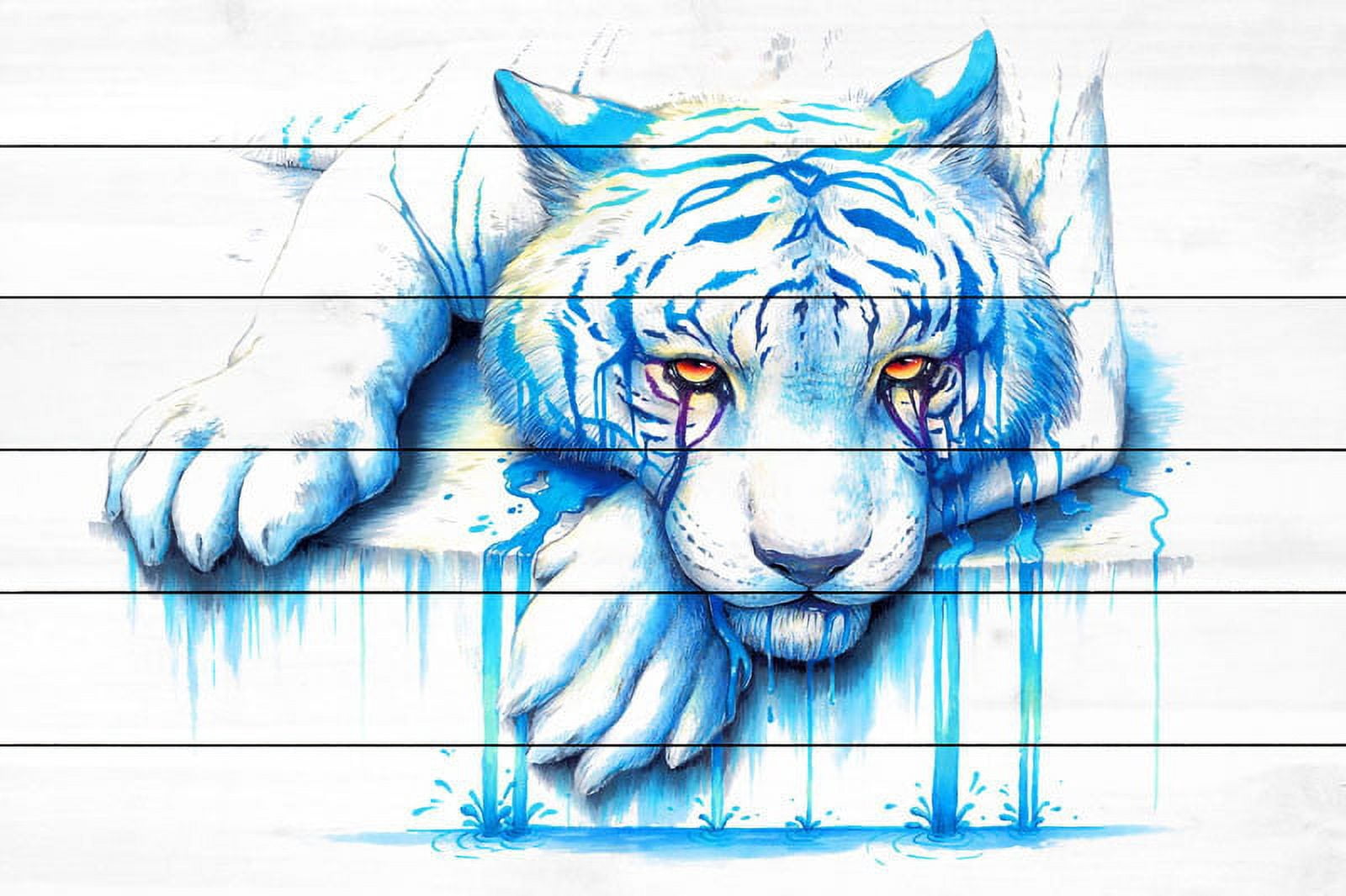 Marmont Hill "Blue Tears" Painting Print on White Wood