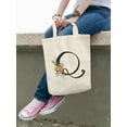 thumbnail image 2 of Smartprints Letter Q Flower Bouquet Tote Bag - Image by Shutterstock, One Size Cotton Canvas Tote Bag, 2 of 4