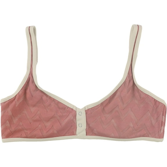 Tavik Womens Marlowe Textured Crop Bikini Swim Top, Pink, Large