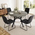 thumbnail image 1 of Extendable Round Dining Table Set for 4 People, 43.3"-59.1" Extendable Kitchen Table with 4 Upholstered Chairs, Space Saving for Kitchen Dining Room (Grey Table+4 U-Shaped Black Chairs), 1 of 13