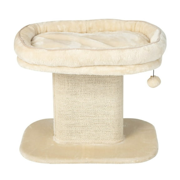 Spaco Cat Tree, 5Modern Cat Tree Tower with Large Plush Perch and Sisal Scratching Plate-Beige, Cat House with Platform Bed, Large Cozy Condo