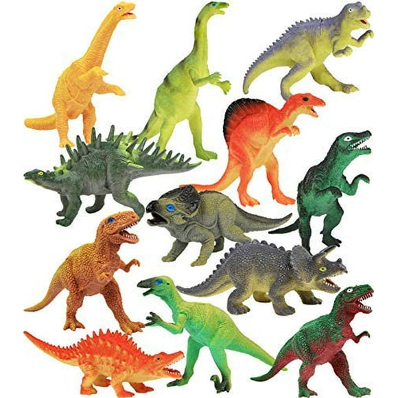 click N Play Dinosaure Réaliste Conçu Jumbo 7" Dinosaure Play Set Pack de 12