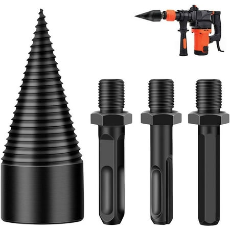 

Removable Firewood Log Splitter Drill Bit Set Heavy Duty Drill Screw Cone Driver 32mm Drill Stick-hex+Square+Round