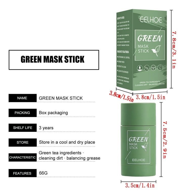 Green Tea Deep Cleanse Mask Stick, EELHOE Poreless Deep Cleanse Mask Stick,  EELHOE Green Mask Stick, EELHOE Blackhead Remover, Green Tea Deep Cleanse